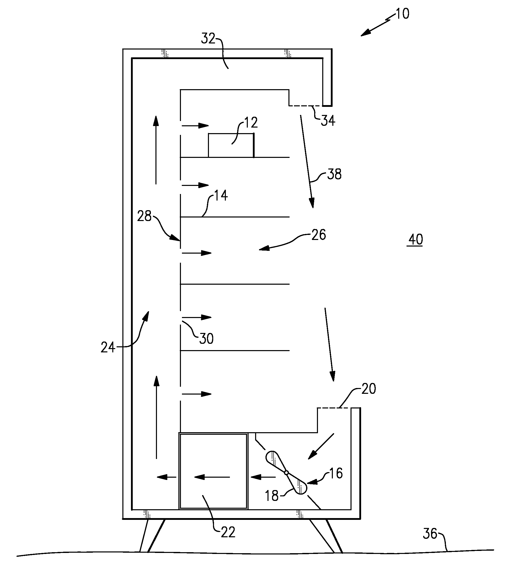 Display case including heat exchanger for reducing relative humidity