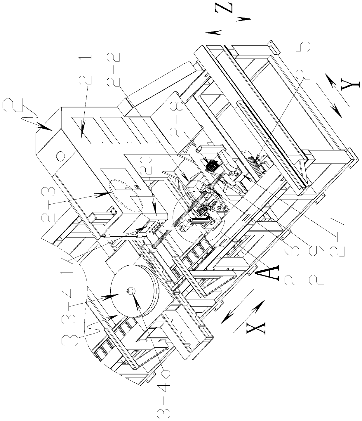 Double-saw-frame efficient sawing machine