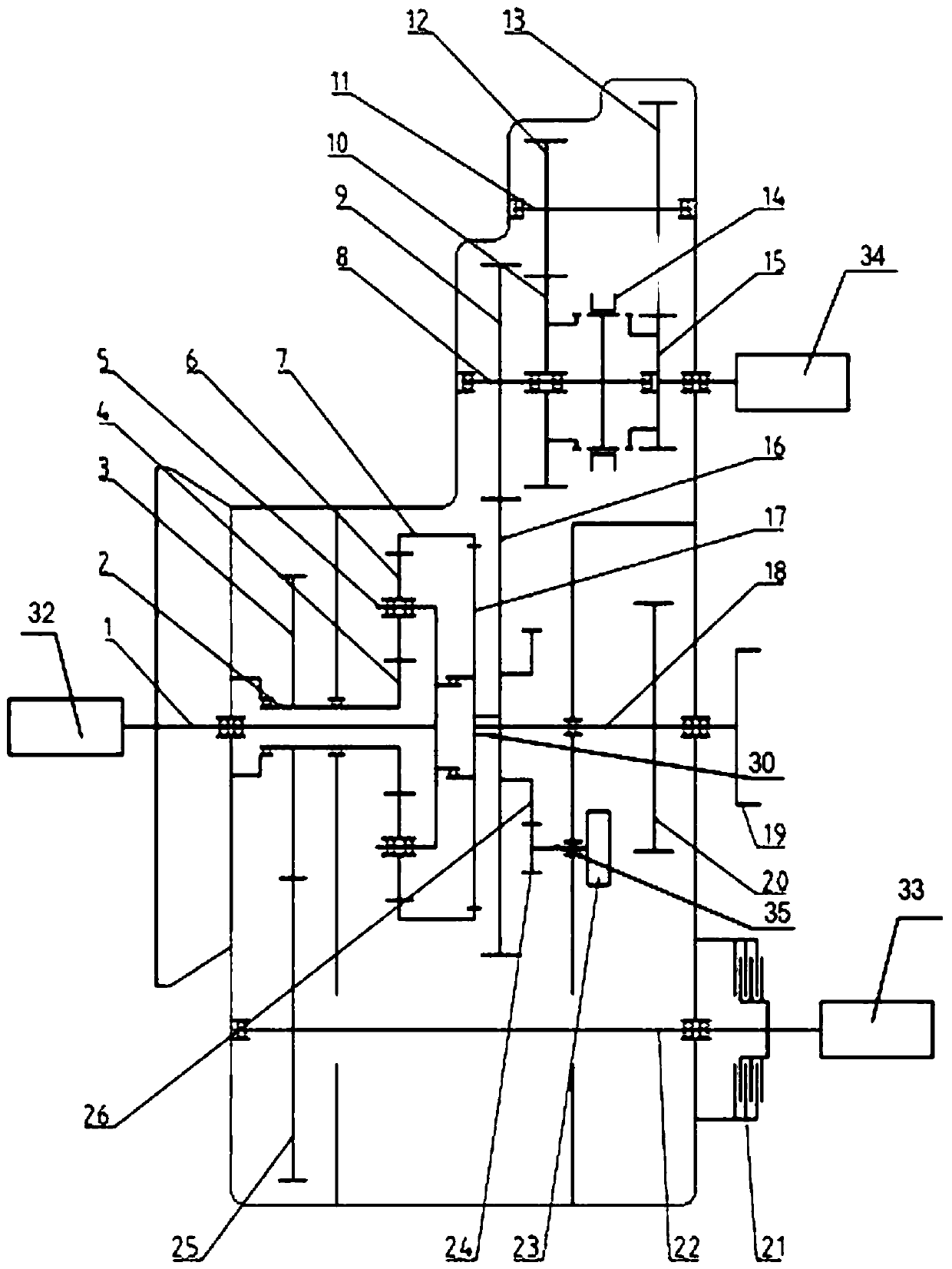 Two-shift hybrid power transmission