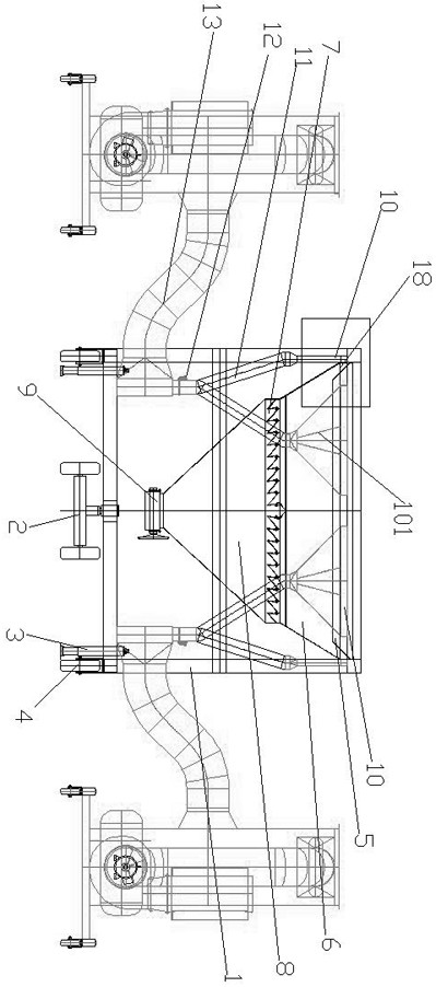 Movable wharf grab bucket hoisting hopper