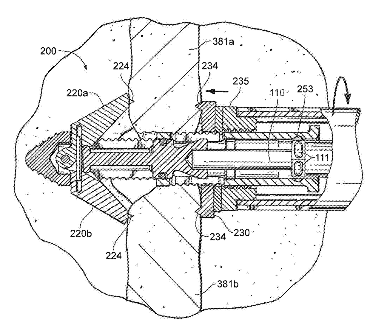 Interspinous implant insertion instrument with staggered path implant deployment mechanism