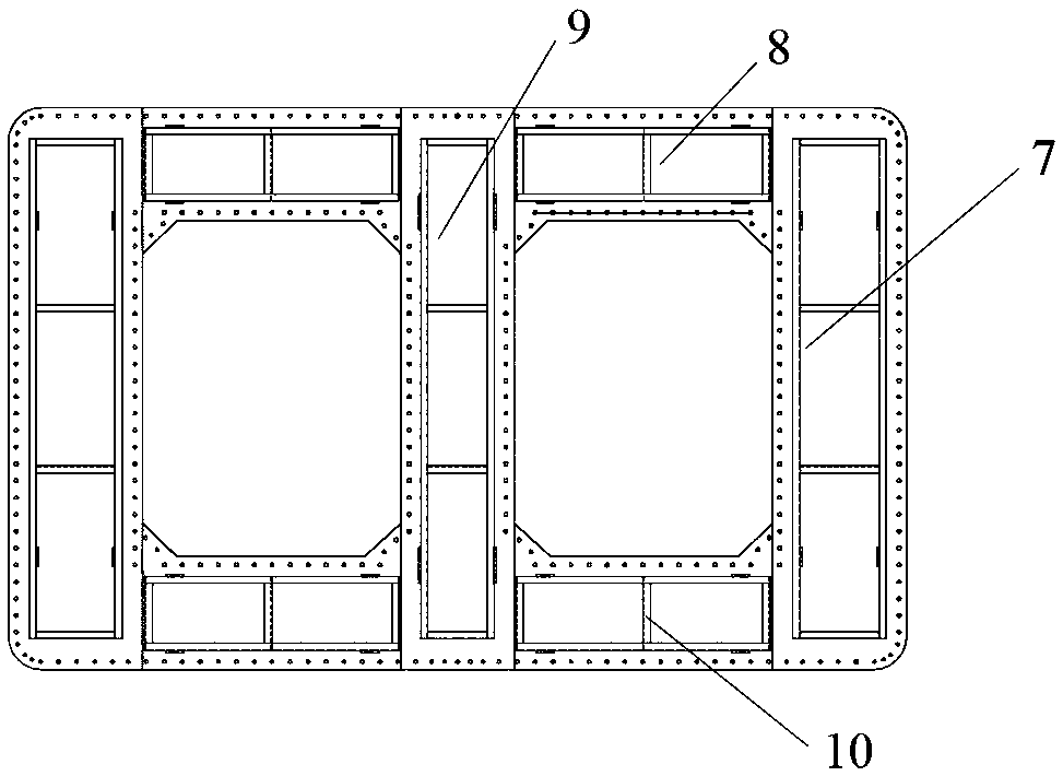 Thin-wall hollow pier pouring connecting structure and construction method thereof