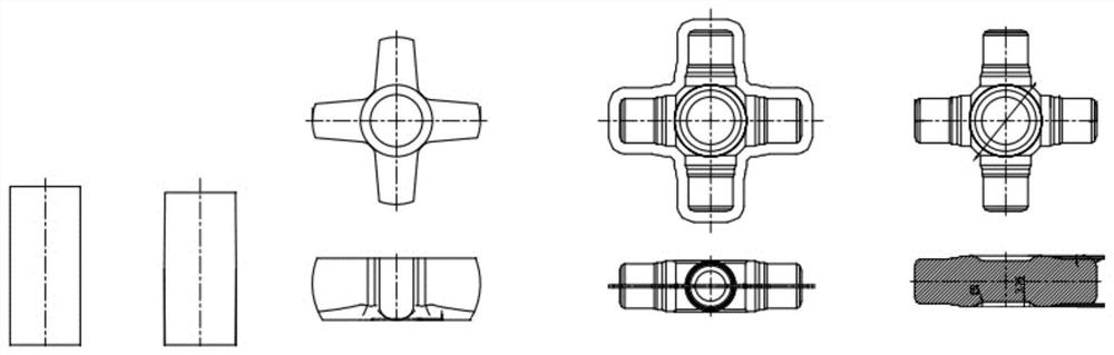 Small flash warm forging forming method for cross joint