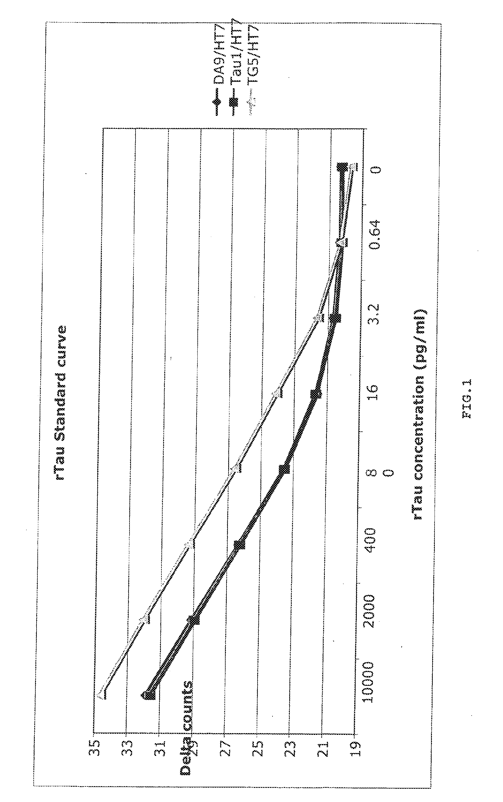 Method of detecting tau protein and tau fragments in serum