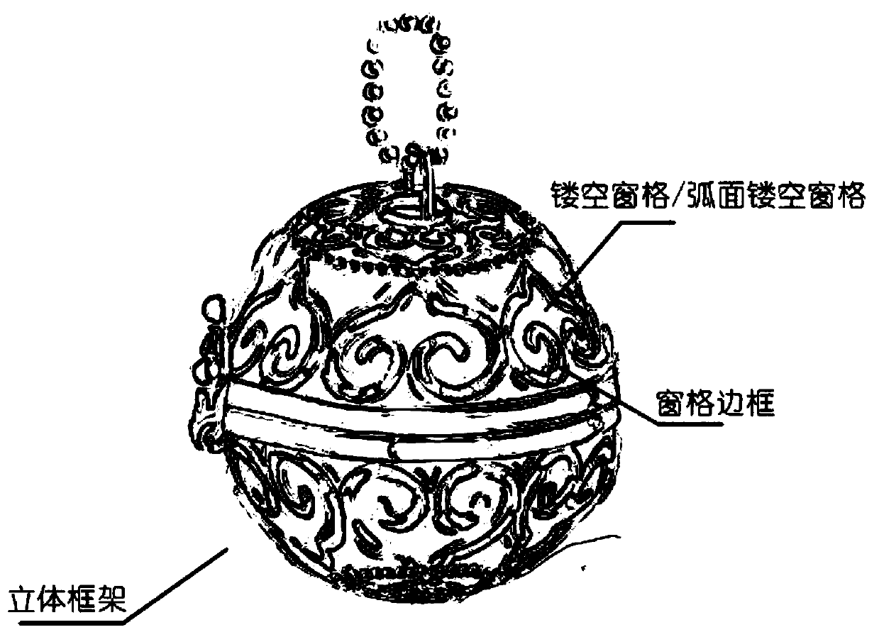 Three-dimensional hollowed-out enamel handicraft and preparation method thereof