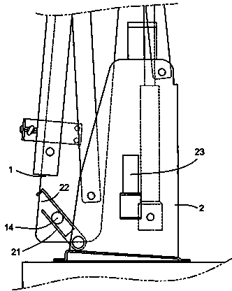 Carrying platform folding device for vehicle wheelchair elevator