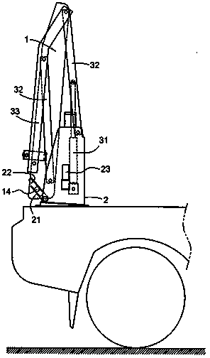 Carrying platform folding device for vehicle wheelchair elevator