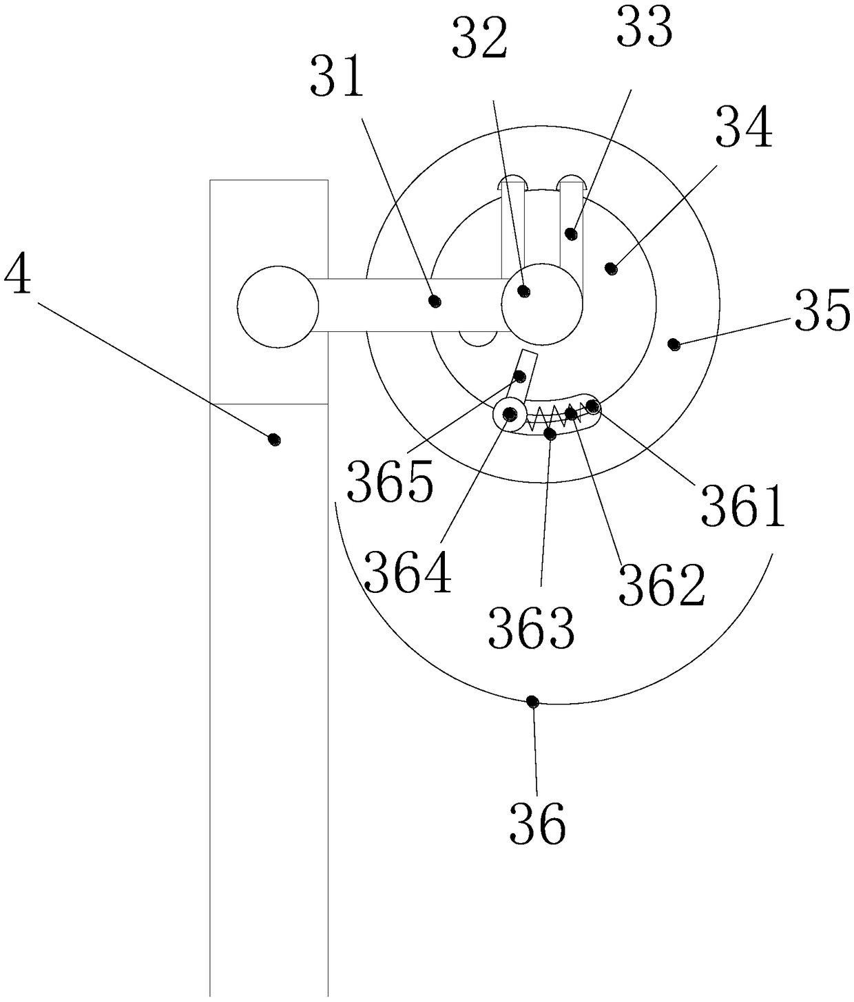 A safety protection device for the angular torque protection a material groove edge of a material unloading door of a sand transport truck