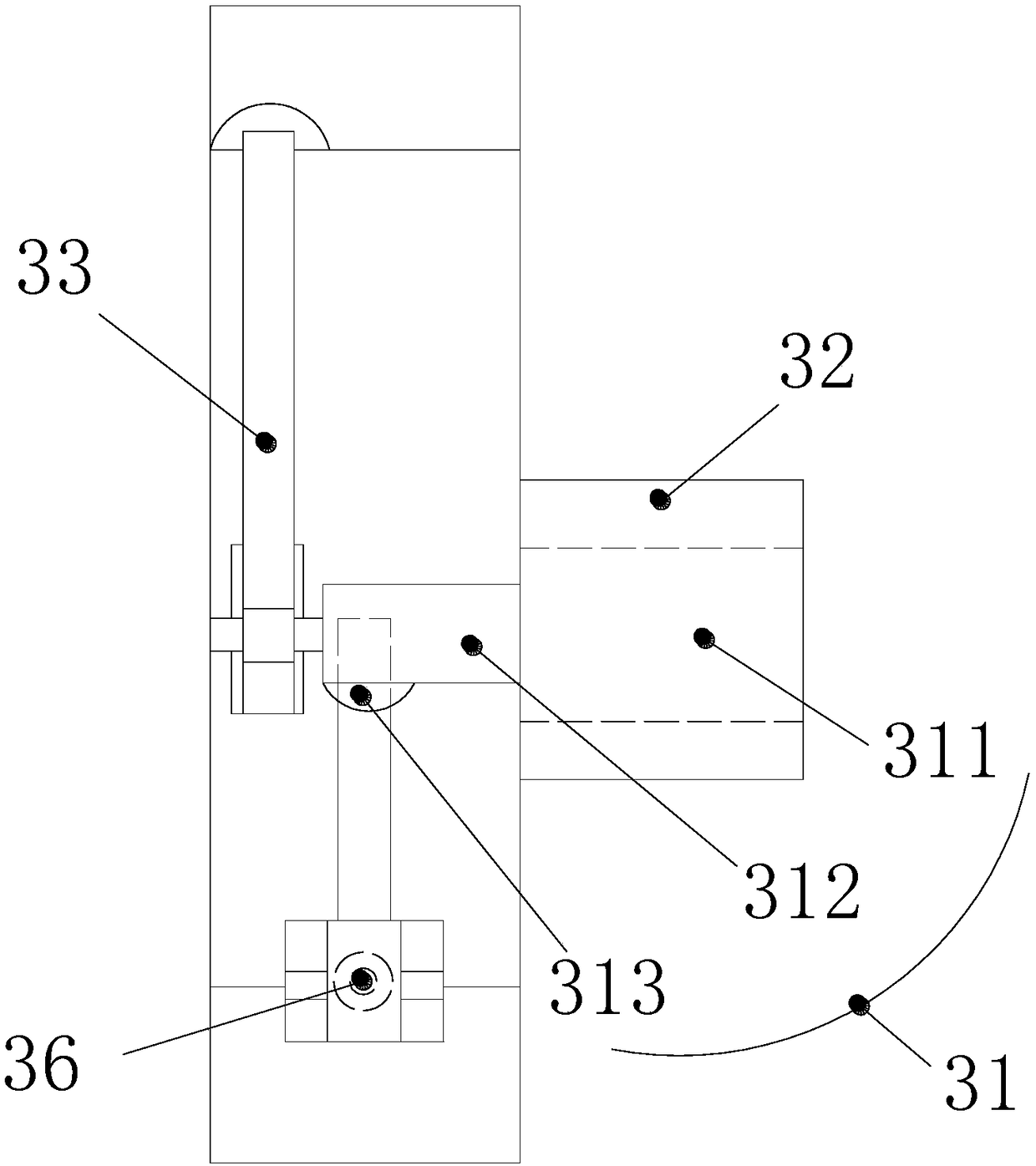 A safety protection device for the angular torque protection a material groove edge of a material unloading door of a sand transport truck