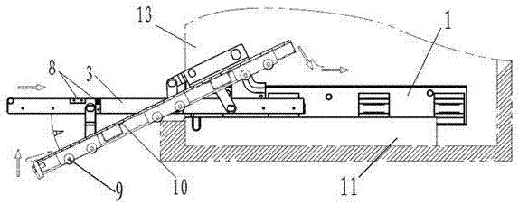 Angle sliding rail connecting rod device