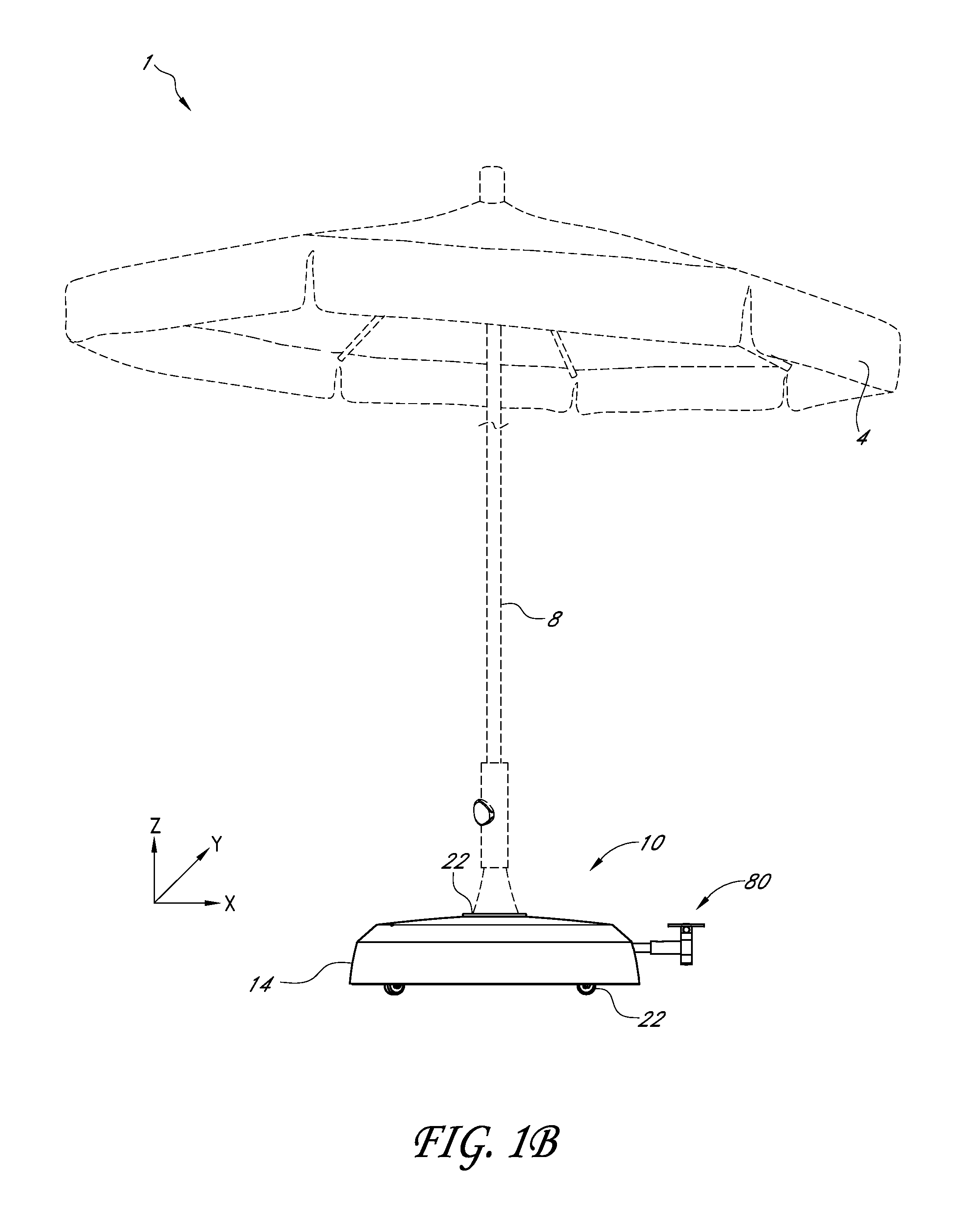 Movable base with wheels deployable by reversible driving assembly