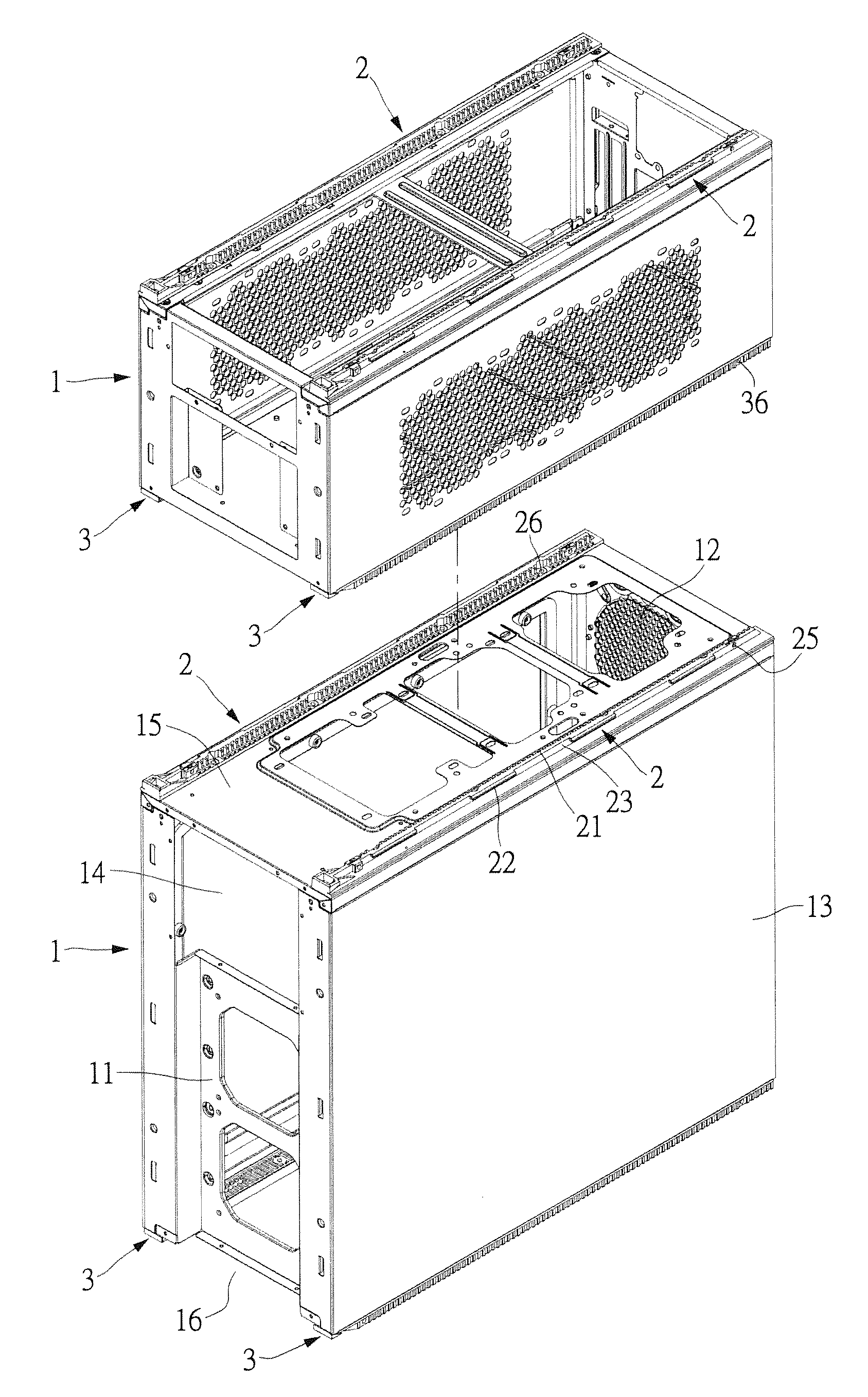 Stackable computer housing assembly