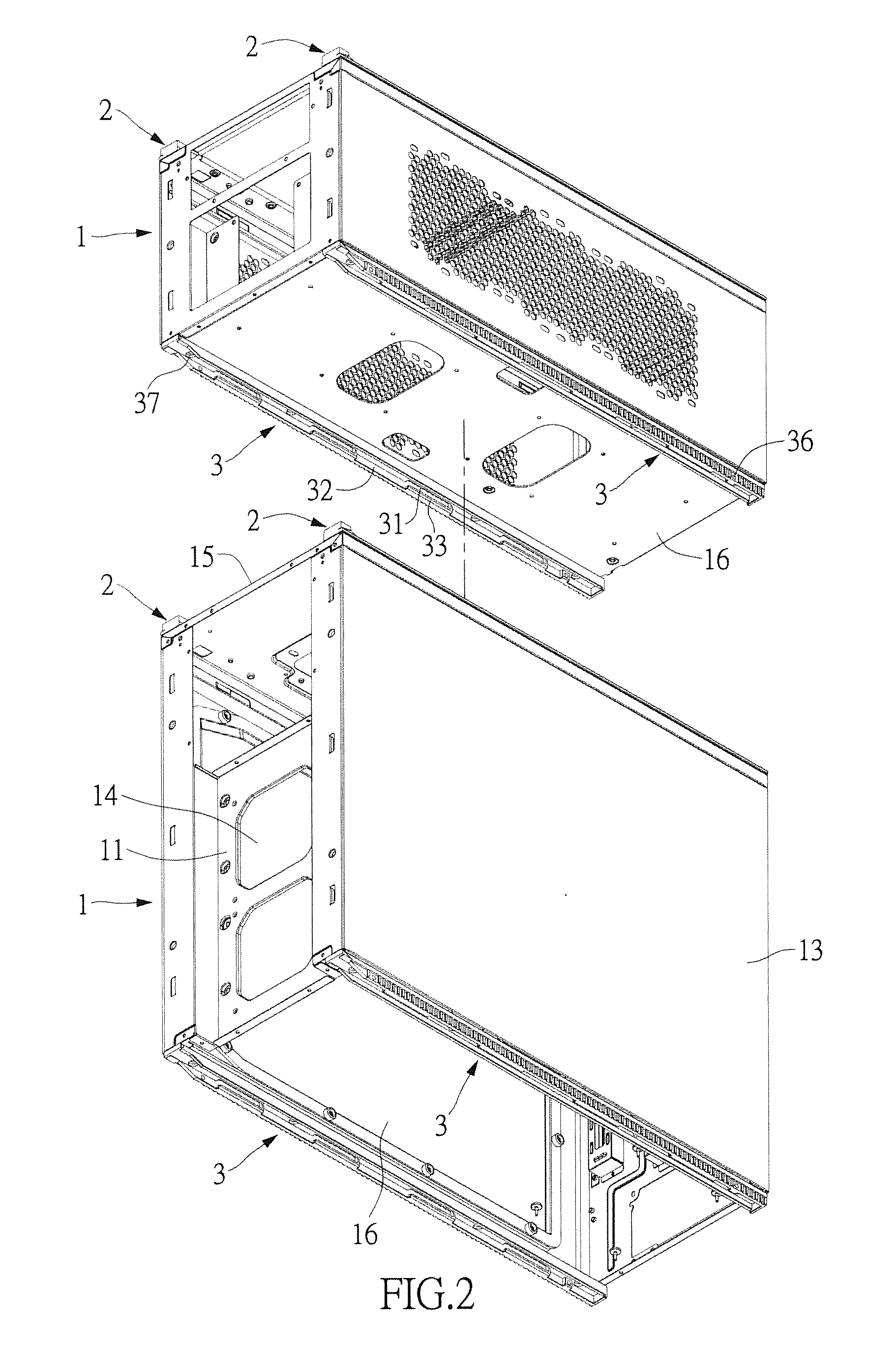 Stackable computer housing assembly