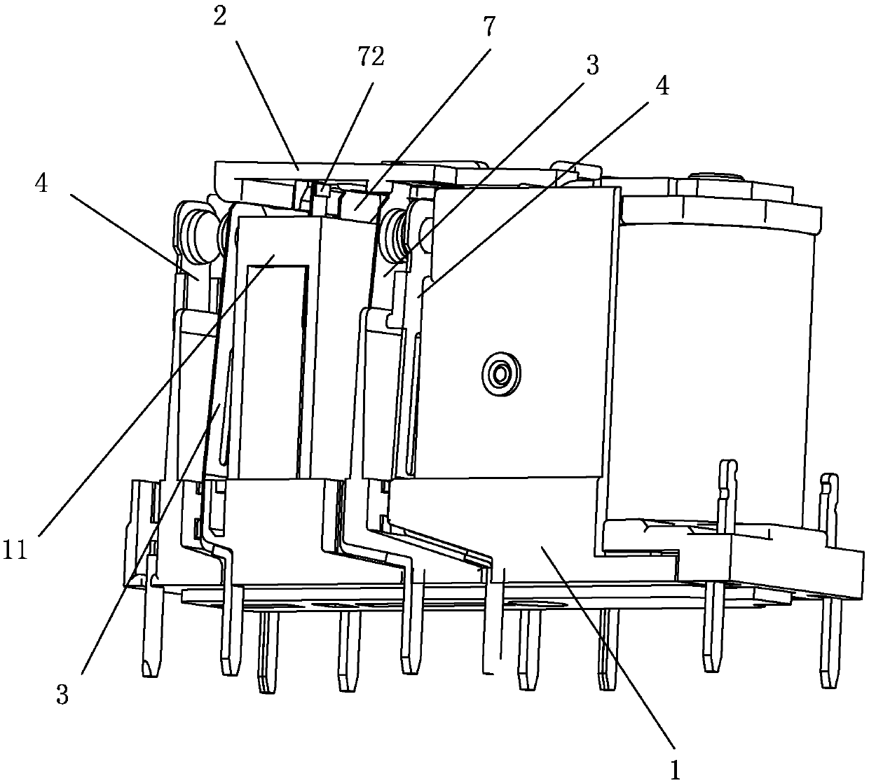 Multi-group contact electromagnetic relay with impact resistance and fall resistance