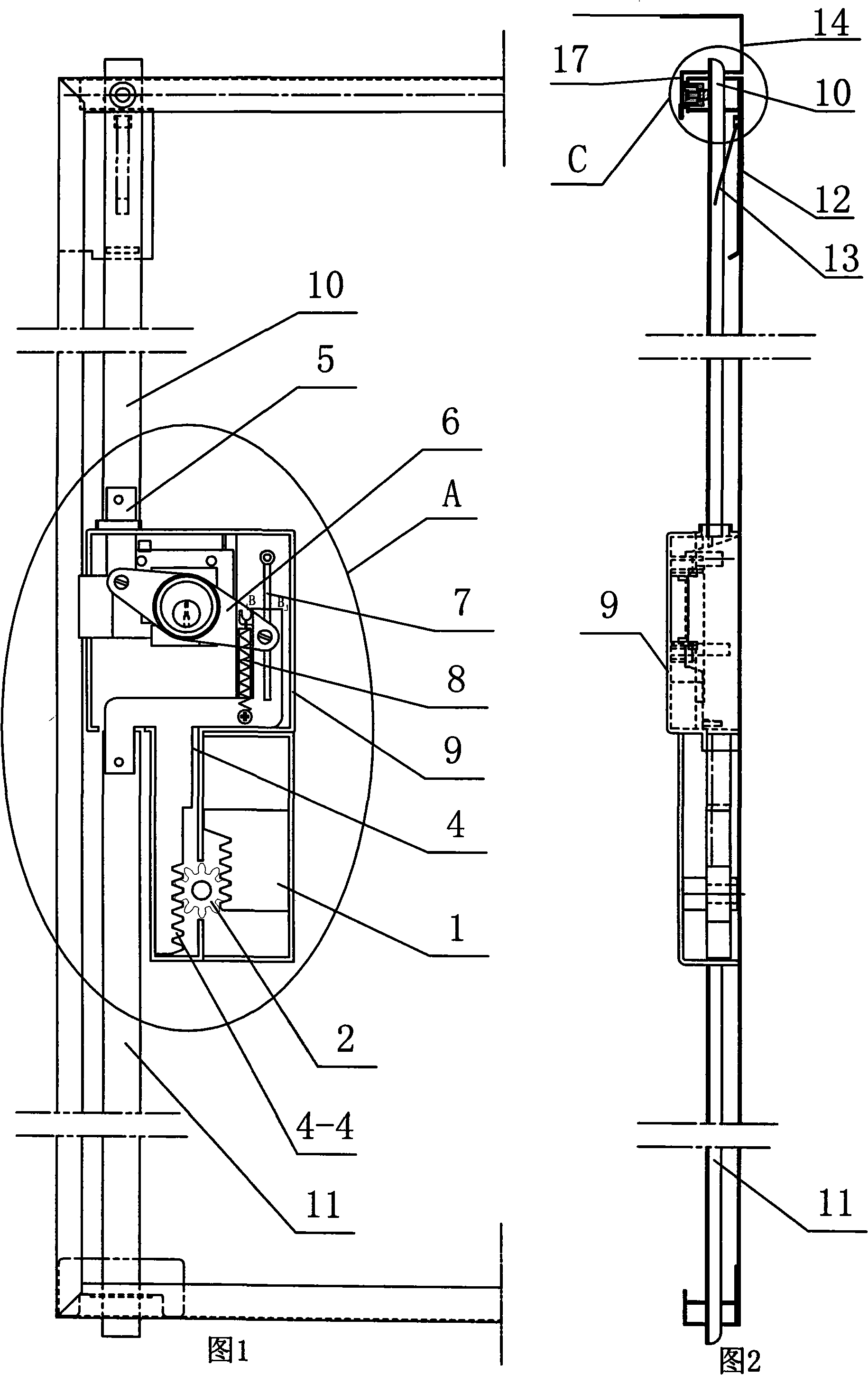 Gear rack transmission type automatic locking device