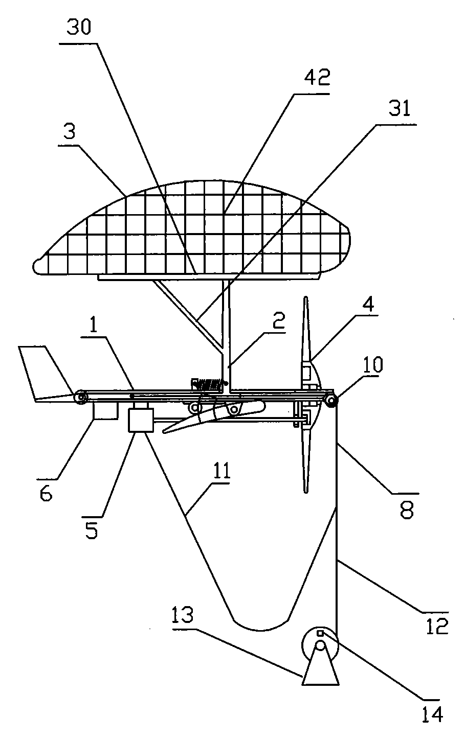 Aircraft and airship type high-altitude wind power generation device