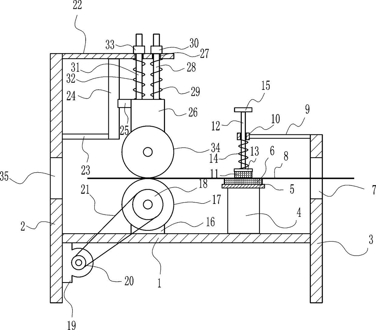 Flattening and dust removal device for lithium battery copper foil