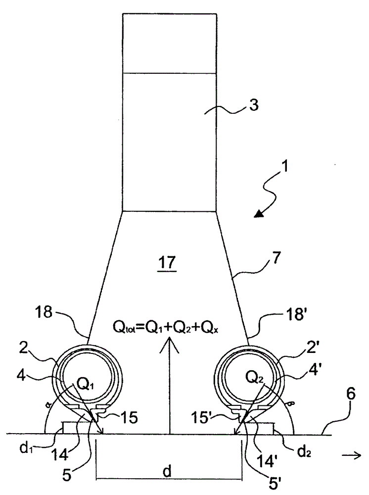 Device for removing a liquid or solid particles from a flat surface of a metal product