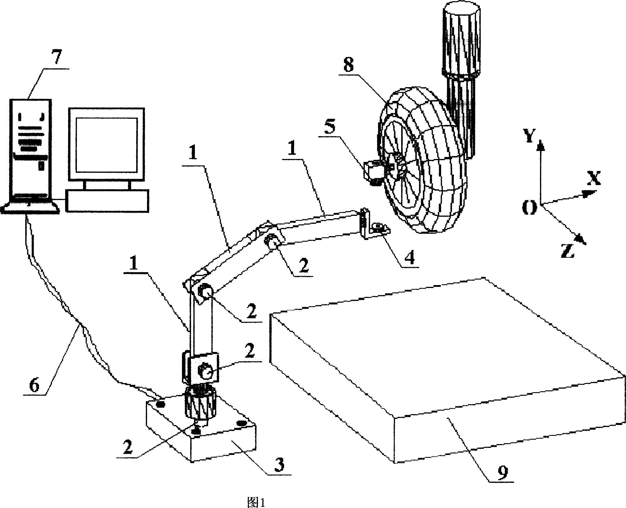 Plane wheel space displacement measuring system of landing gear lowering shock test