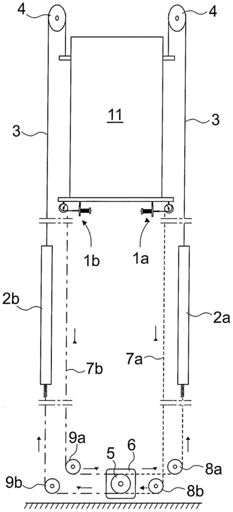 Tensioning arrangement for a traction means of an elevator