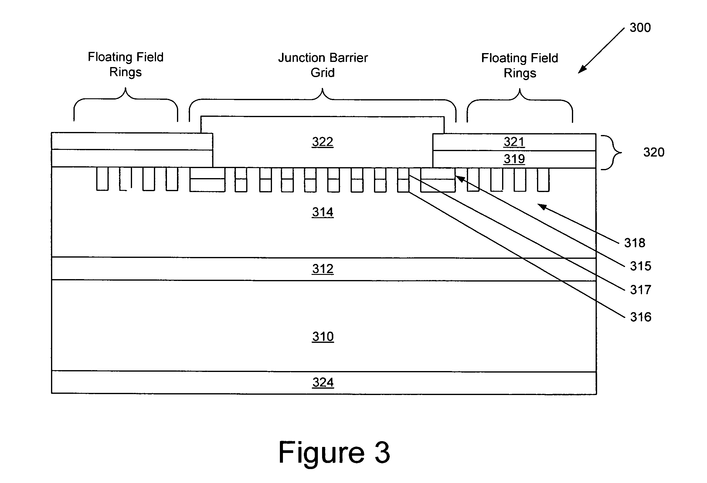 Silicon carbide junction barrier Schottky diodes with suppressed minority carrier injection