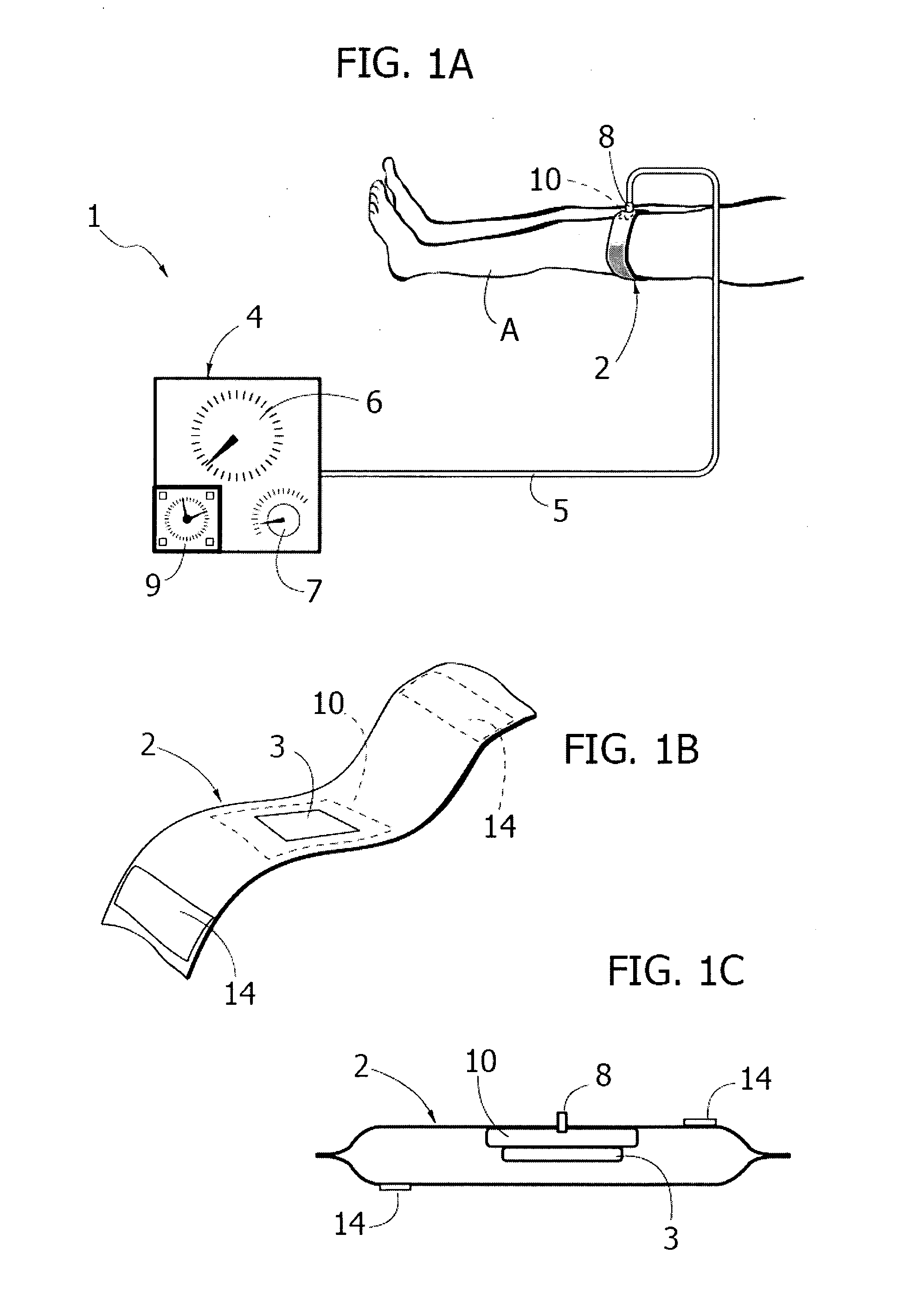 Device for pneumatic treatment of an inferior limb having peripheral arteriopathy problems