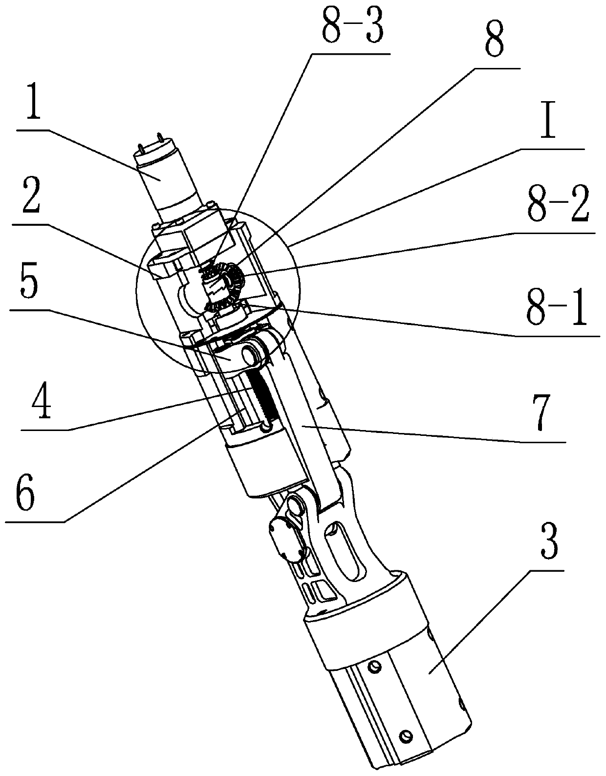 Foldable supporting arm hinged to automatic drive unit and driven by folding lead screw