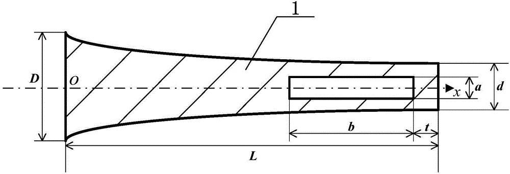 Catenary suspension linear ultrasound longitudinal vibration amplitude-change bar with hole formed in axial direction of output end