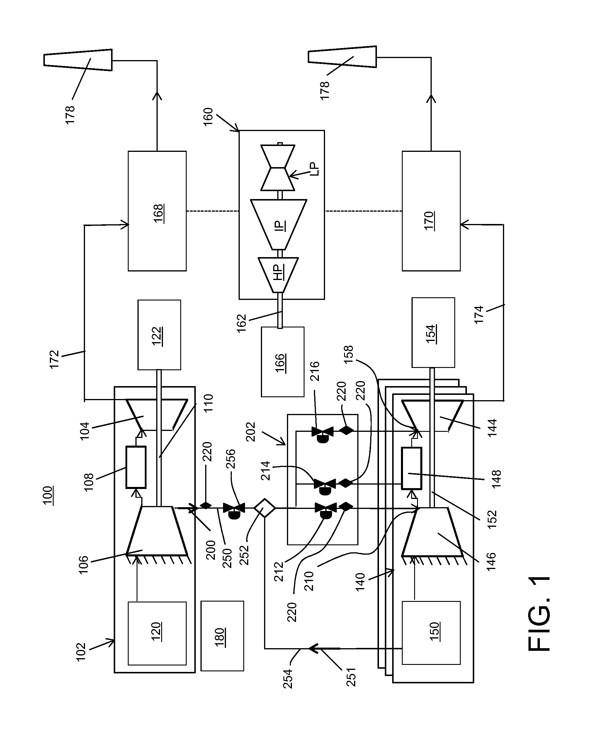 Power generation system having compressor creating excess air flow and eductor augmentation