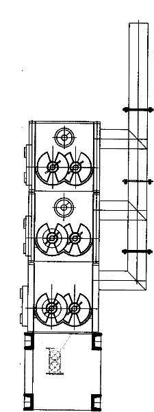 Multi-layer multi-stage large material mixing drying device and process