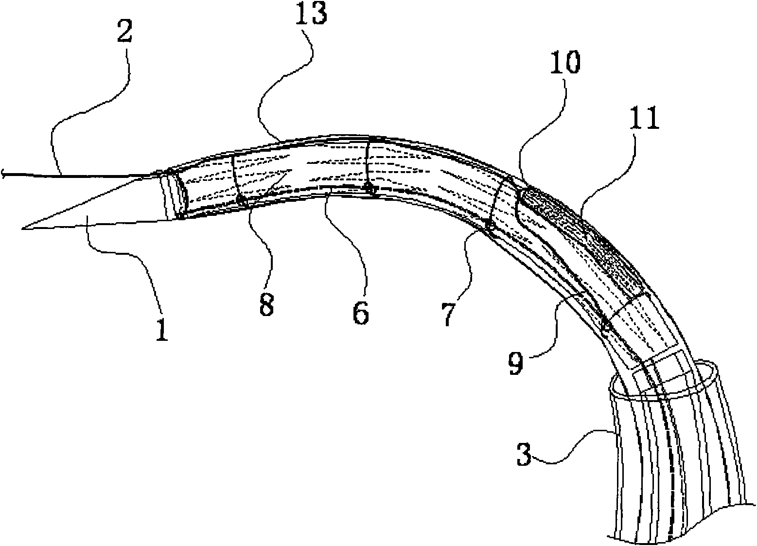 Branched membrane-covered support conveying system and conveying method thereof