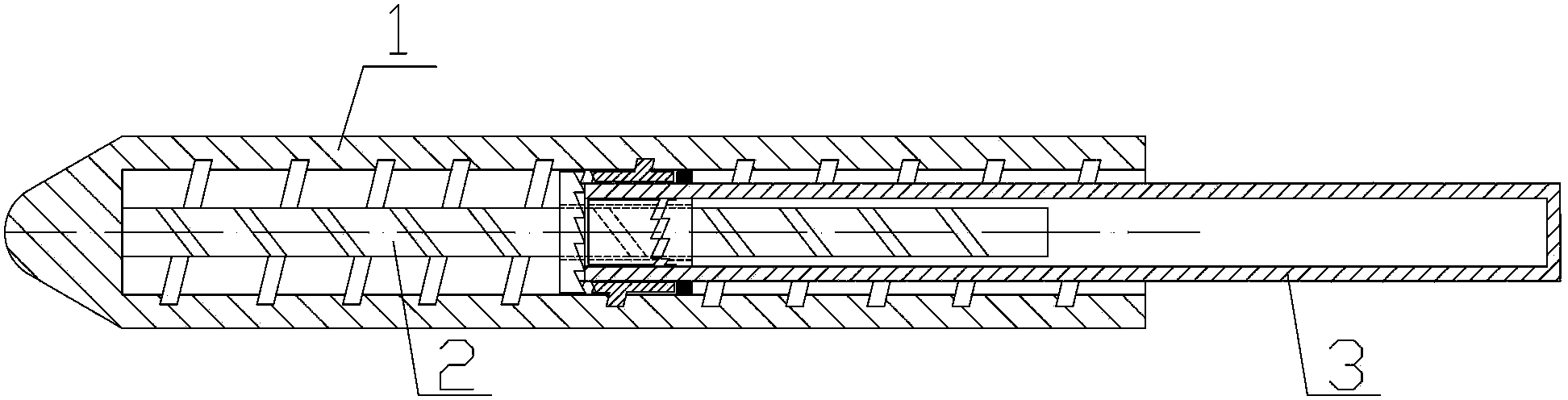 Mechanical device converting clutch type reciprocating translational motion into continuous rotary motion in same direction