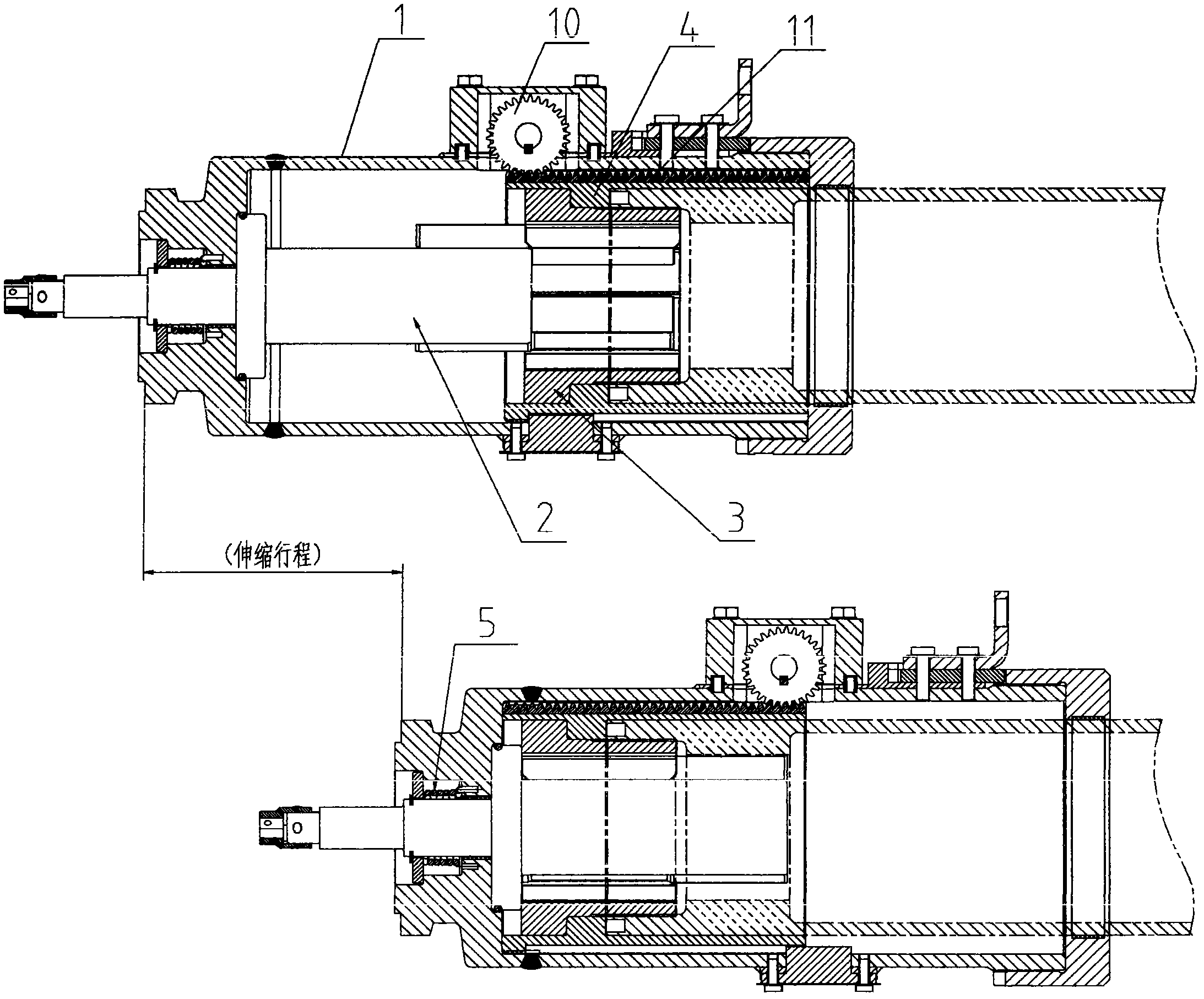 Telescopic mechanism of telescopic coupler and buffer device for high-speed motor train unit