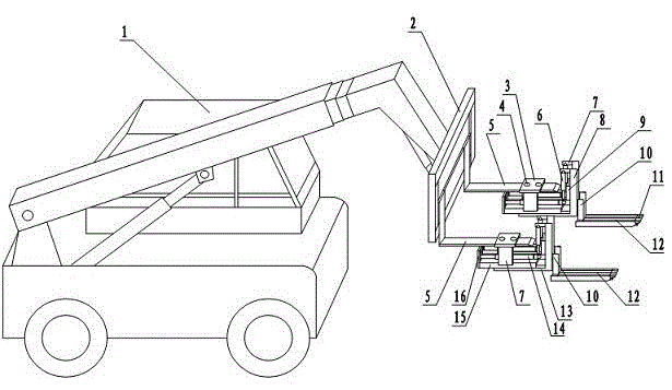 Combined fork arm on freight forklift of telescopic boom forklift truck