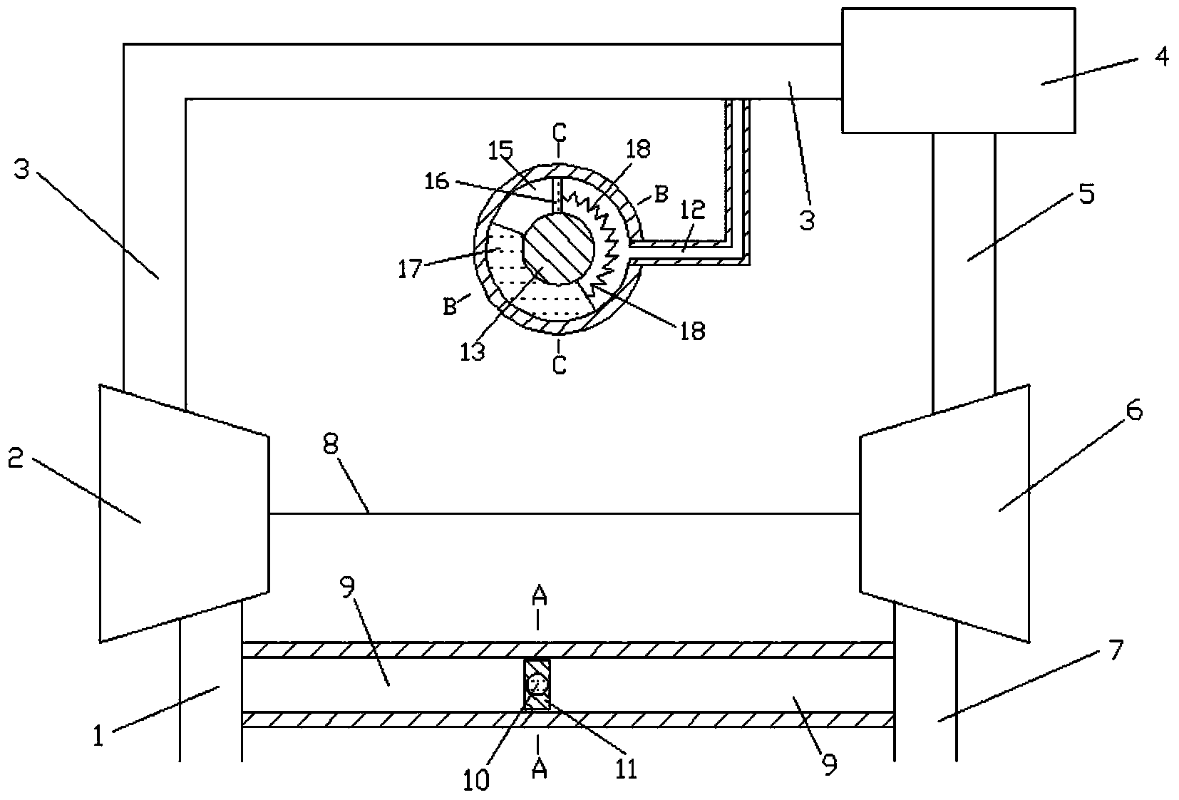 Adjustable low-pressure exhaust circulating system with rotating mechanism