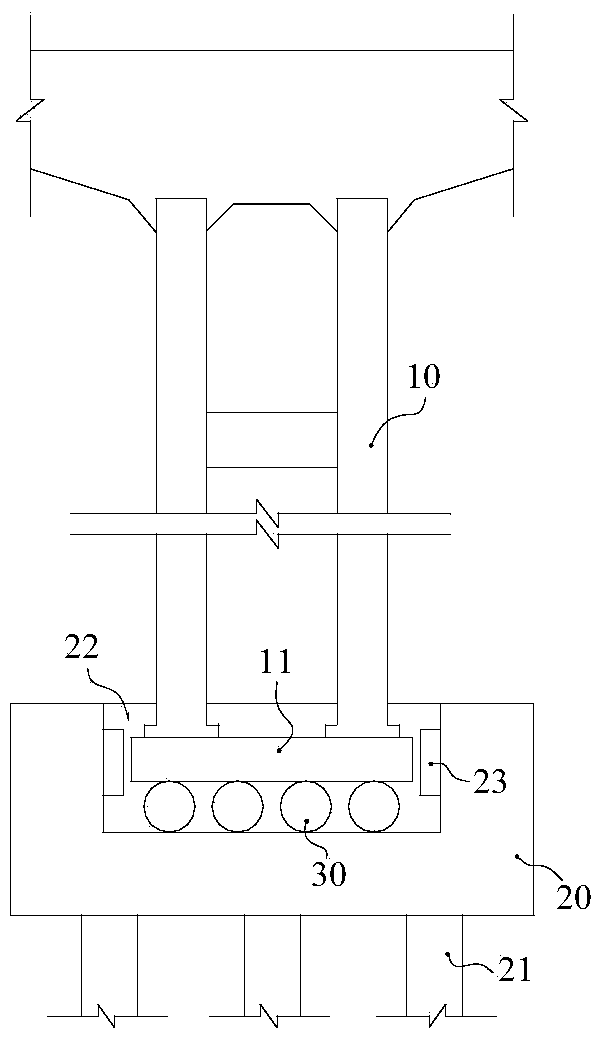 Damping structure for continuous rigid frame pier with limited constraint