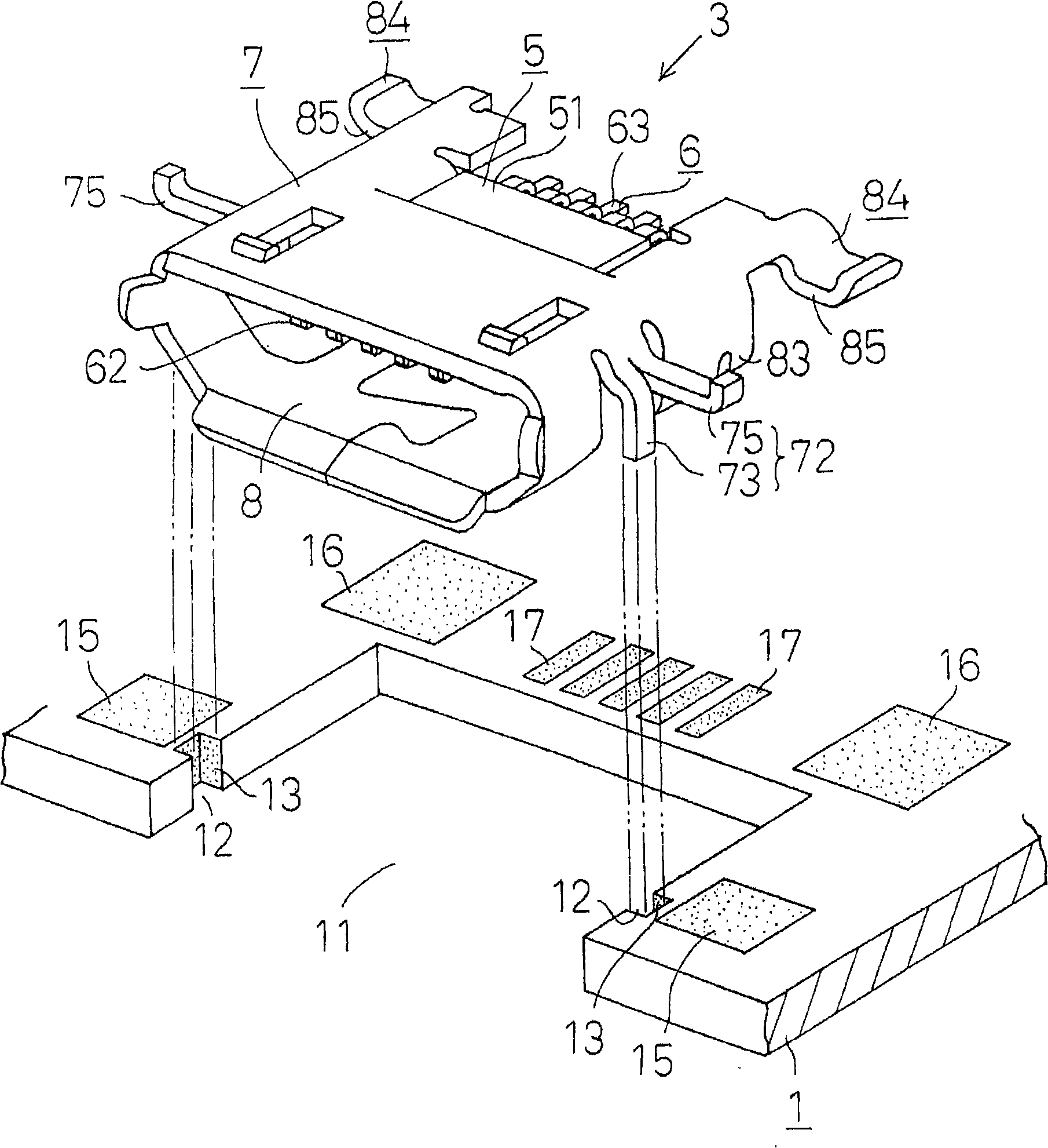 Welding connection structure of terminal of electronic device and printed circuit board