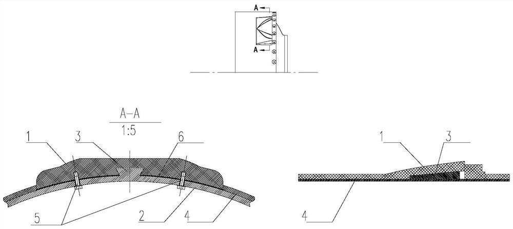 A triangular surface type dovetail groove composite material rudder substrate and its installation method