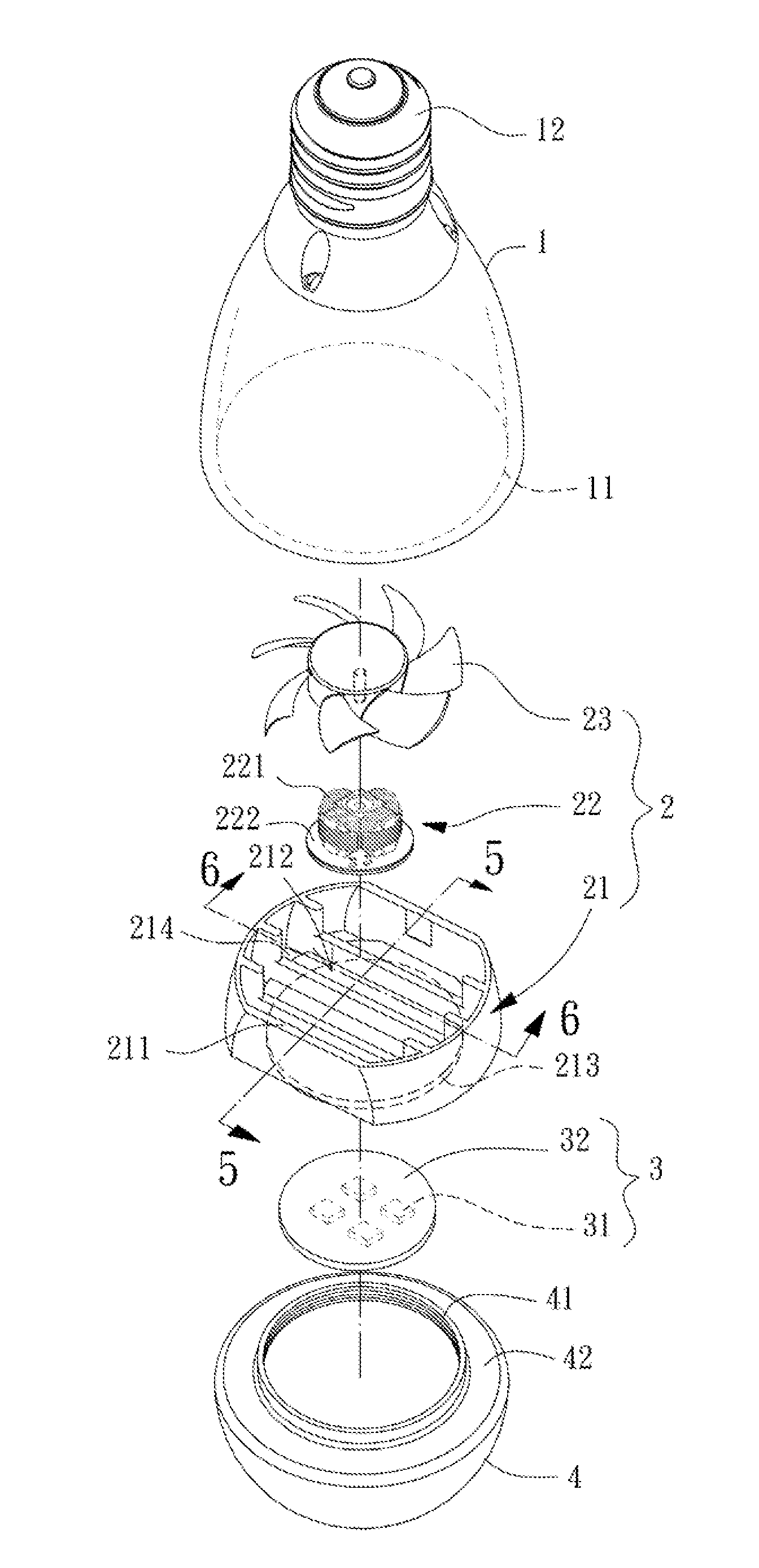 Light device with enhanced flow rate and cooling efficiency and reduced noise and a cooling unit thereof
