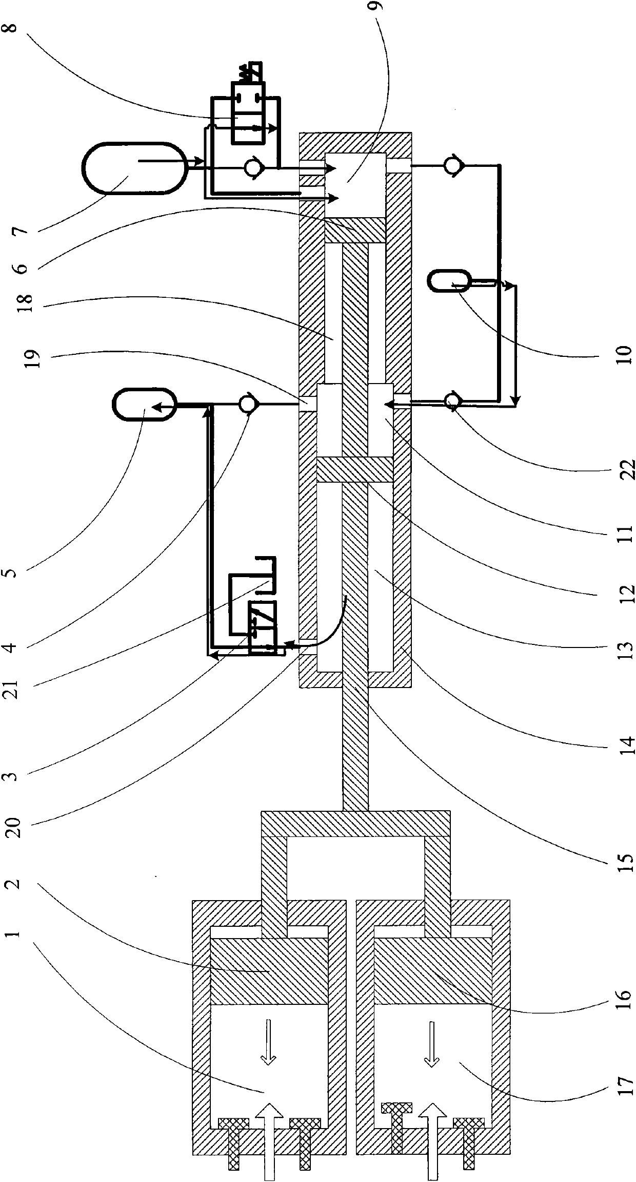 Single piston hydraulic free-piston engine capable of reducing pumping flow pulsation