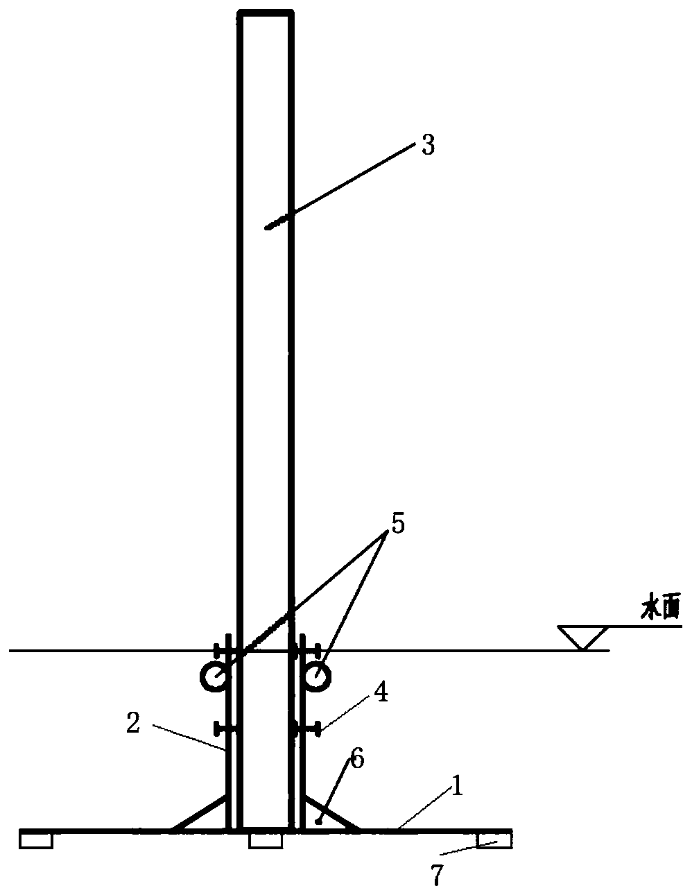 Pole tower structure and method for distribution line water area rescuing training