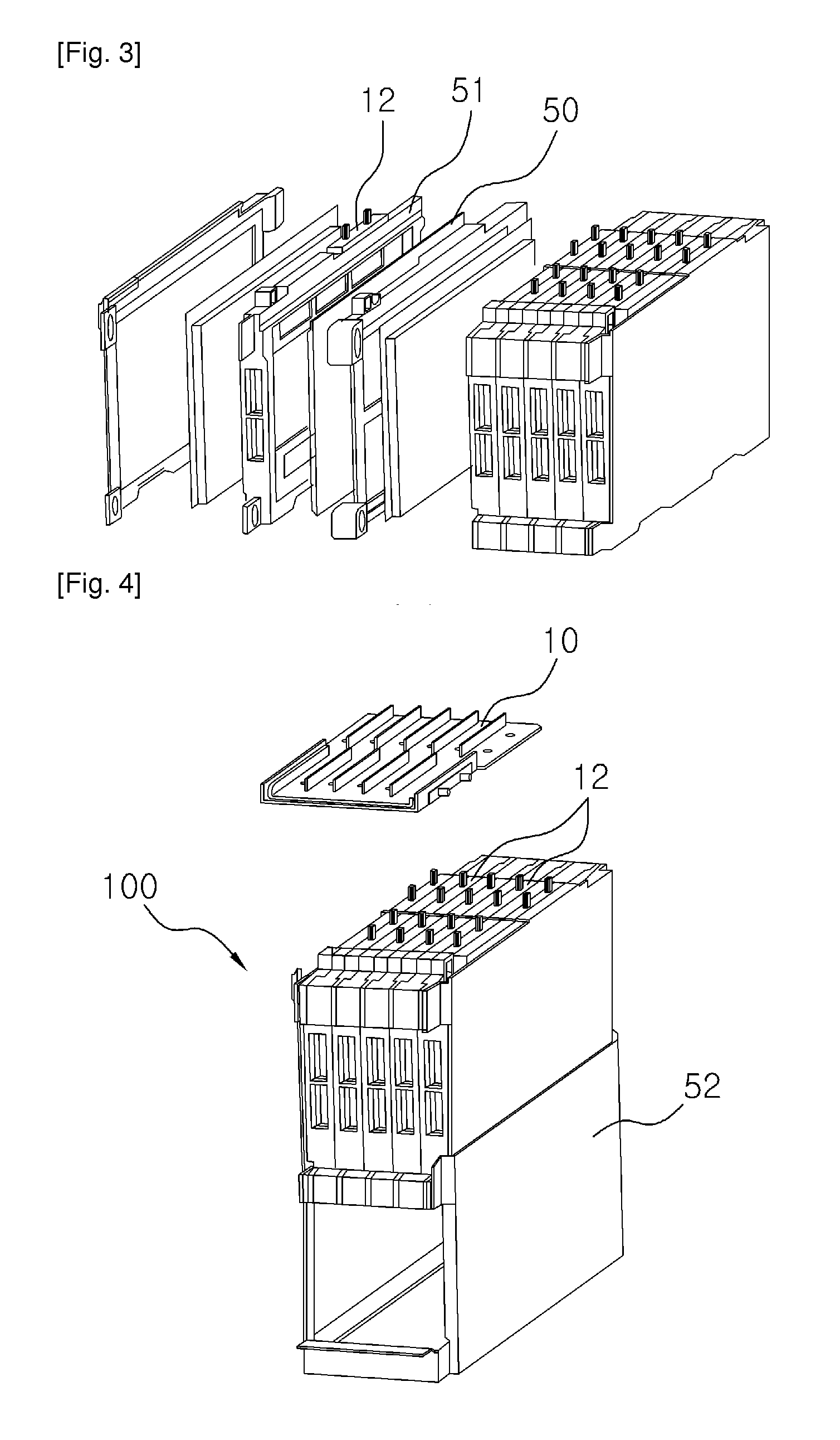 High-voltage battery with integrated cell connector