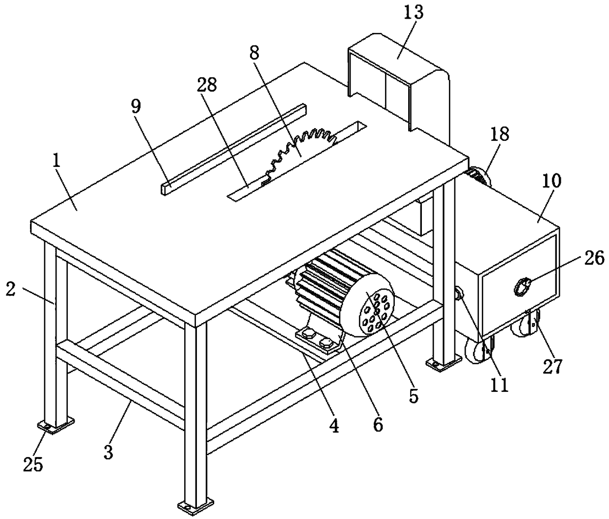 Dust collecting device for wood box processing