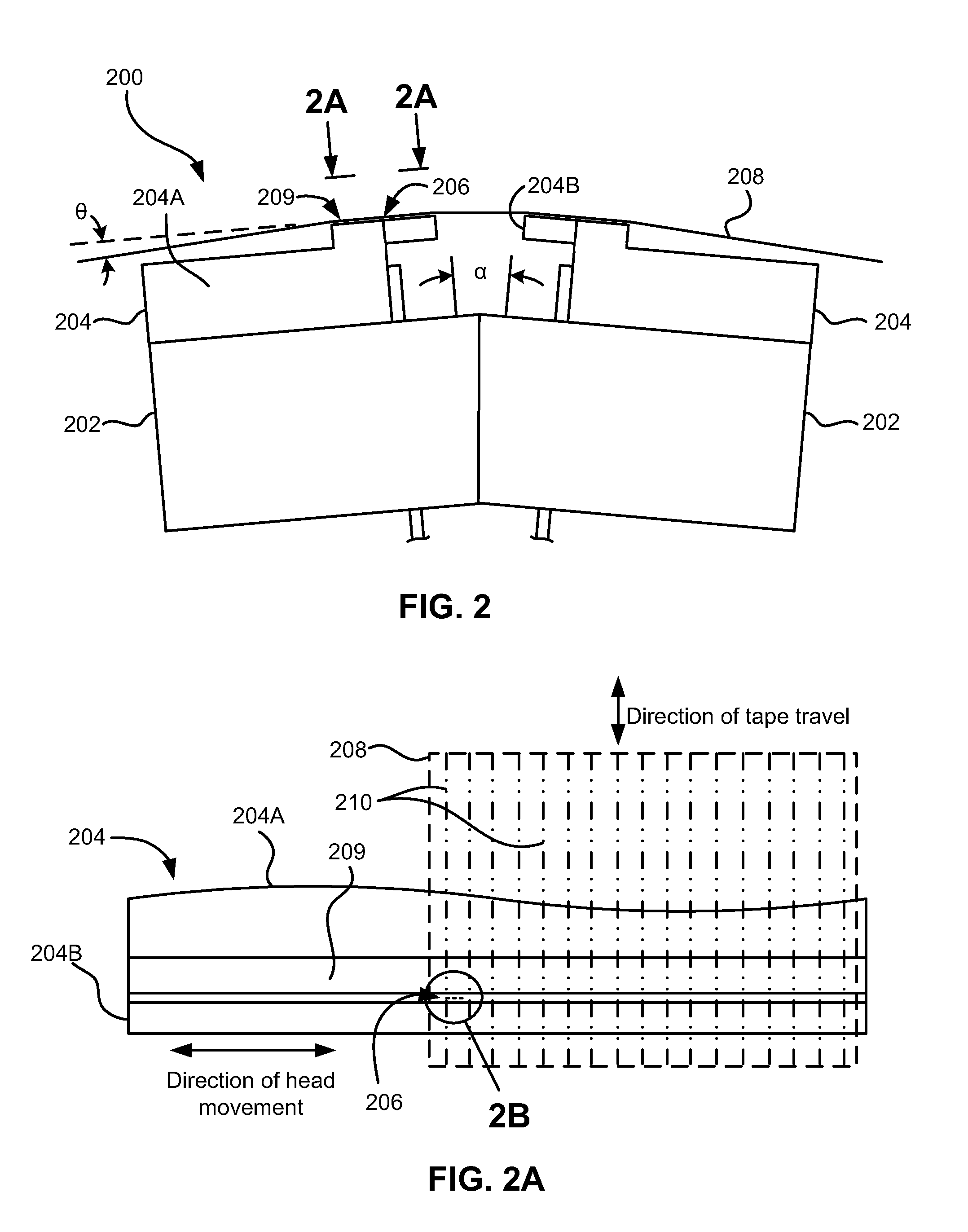 Magnetic head having canted arrays