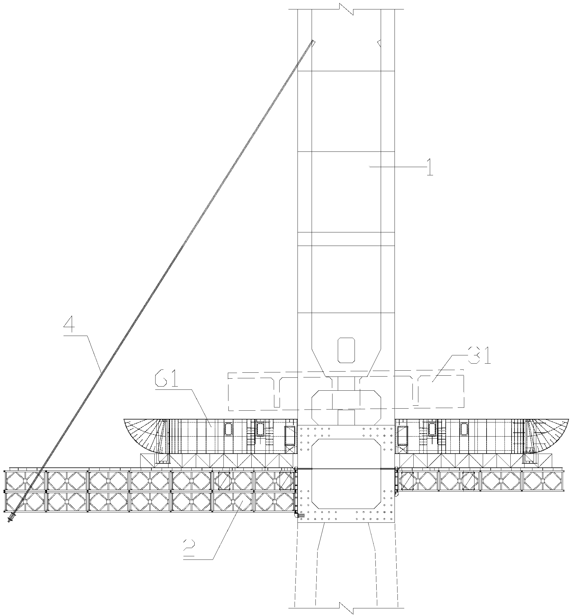 Guyed traveler for cable-stayed bridge and assembly method for guyed traveler