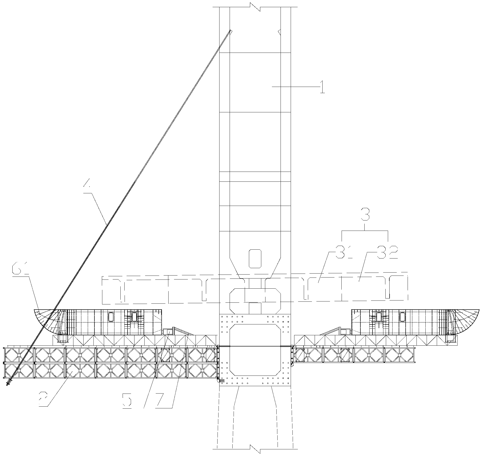 Guyed traveler for cable-stayed bridge and assembly method for guyed traveler