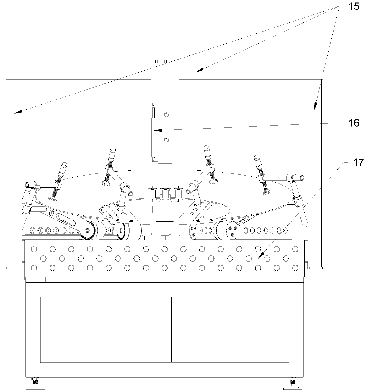 A device for forming local features of a large curved surface shell and a forming method thereof