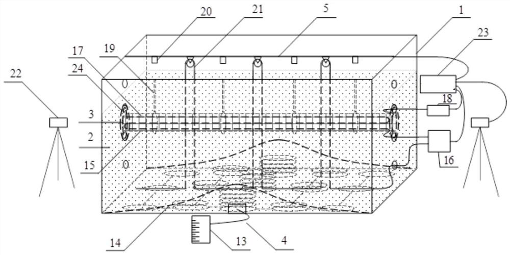 A test device and method for analyzing the influence of land subsidence on pipe-soil interaction