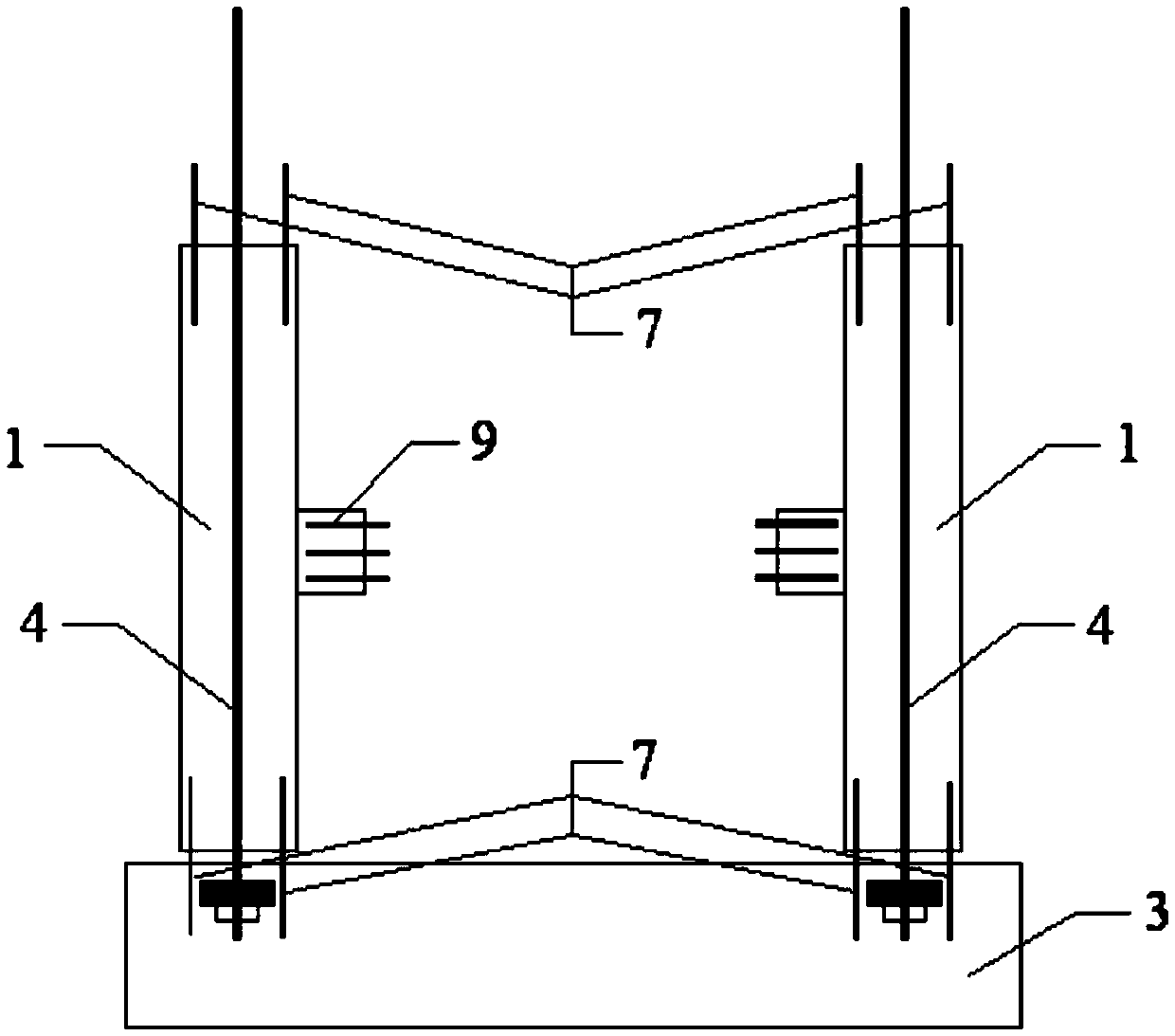Swing self-resetting bridge bent with ductile replaceable tie beams and its installation method