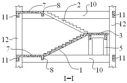 Partially-prefabricated reinforced concrete aseismic stairway and construction method thereof